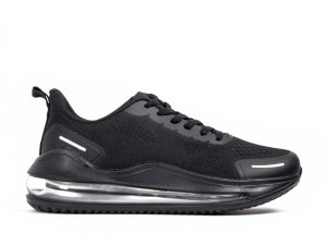 Ανδρικά μαύρα αθλητικά παπούτσια με σόλες αέρα SH162-1