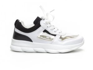 Γυναικεία αθλητικά παπούτσια με διαφάνιες σε λευκό και μαύρο 1065